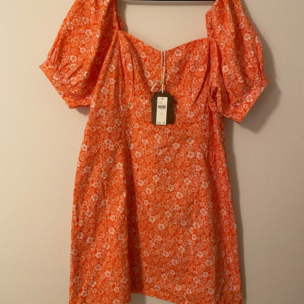 NWT ANTHROPOLOGIE FLORAL PUFF SLEEVE MINI DRESS XL